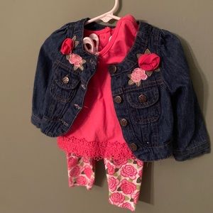 Toddler girls jean jacket and outfit set